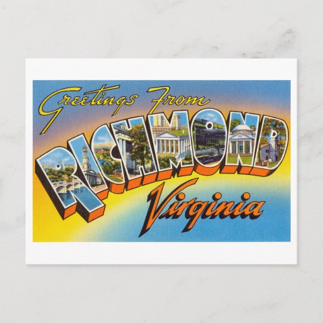 Postal Saludos antiguos de Richmond, Virginia (Anverso)