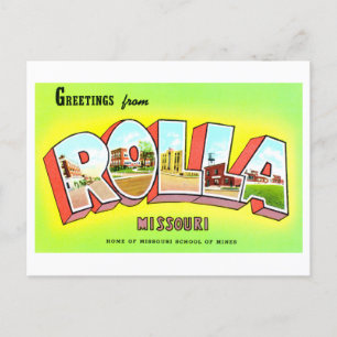 Postal Saludos antiguos de Rolla, Misuri,
