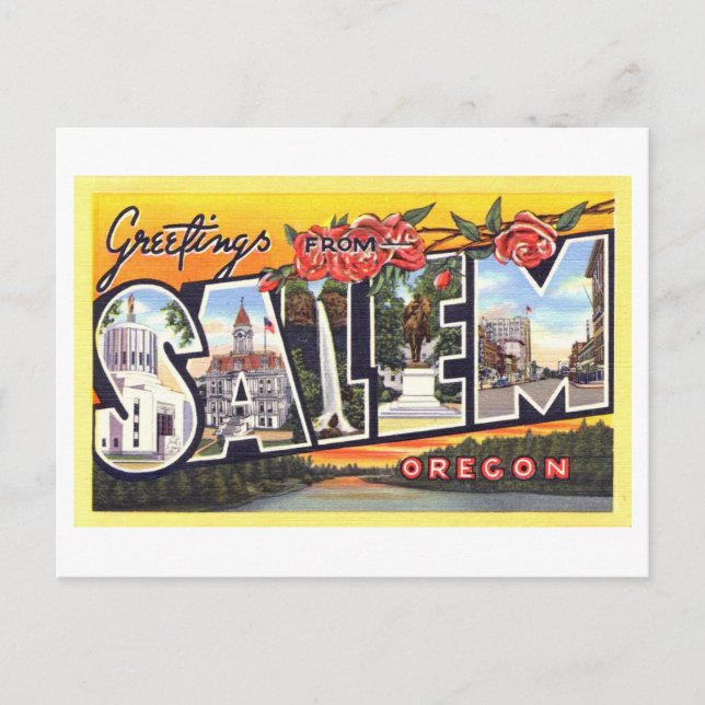 Postal Saludos antiguos de Salem, Oregón (Anverso)