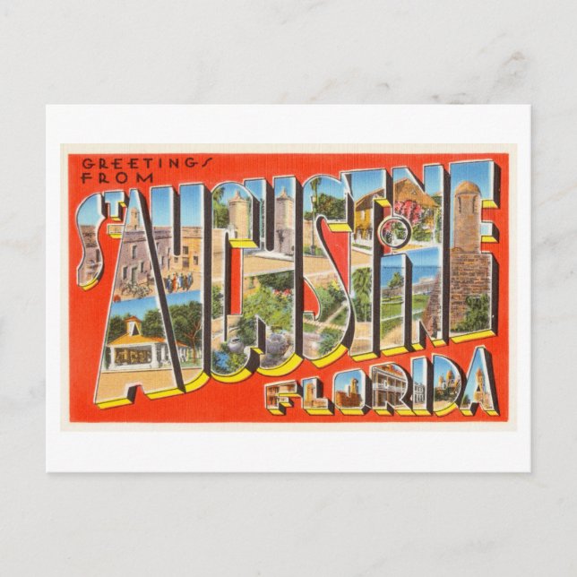 Postal Saludos antiguos de San Agustín, Florida (Anverso)