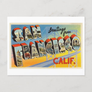 Postal Saludos antiguos de San Francisco, California