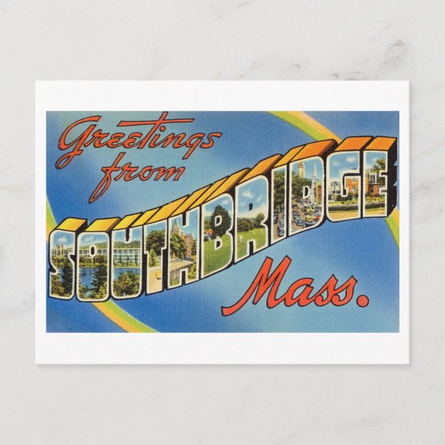 Postal Saludos antiguos de Southbridge, Massachusetts (Anverso)