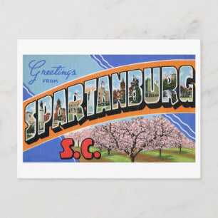 Postal Saludos antiguos de Spartanburg, Carolina del Sur