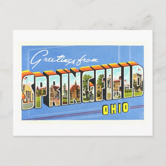 Postal Saludos antiguos de Springfield, Ohio, (Anverso)