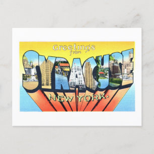Postal Saludos antiguos de Syracuse, Nueva York,