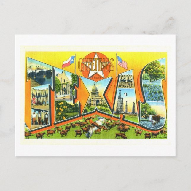 Postal Saludos antiguos de Texas (Anverso)