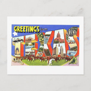 Postal Saludos antiguos de Texas