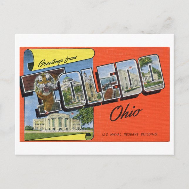 Postal Saludos antiguos de Toledo, Ohio (Anverso)