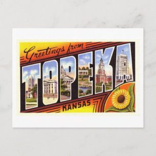 Postal Saludos antiguos de Topeka, Kansas