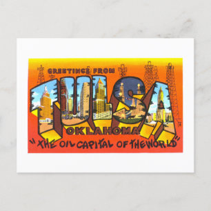 Postal Saludos antiguos de Tulsa, Oklahoma,