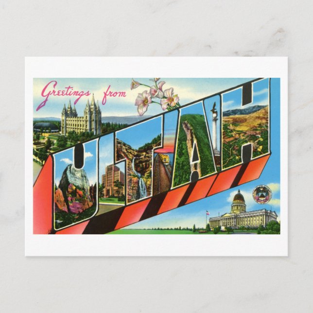 Postal Saludos antiguos de Utah (Anverso)