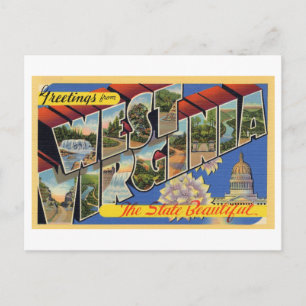 Postal Saludos antiguos de Virginia Occidental