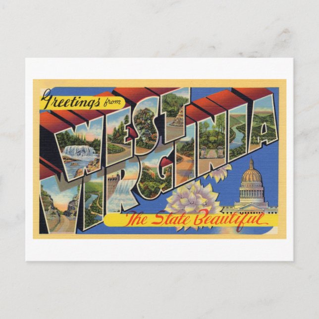 Postal Saludos antiguos de Virginia Occidental (Anverso)