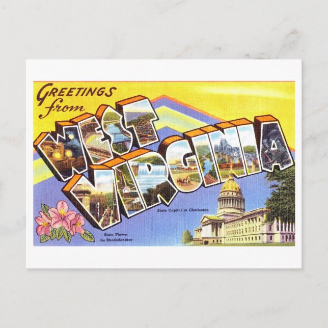 Postal Saludos antiguos de Virginia Occidental (Anverso)