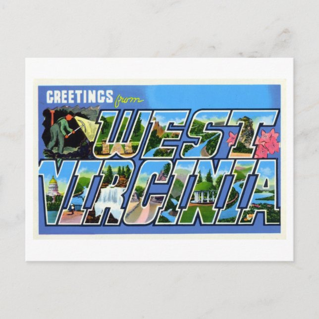 Postal Saludos antiguos de Virginia Occidental (Anverso)
