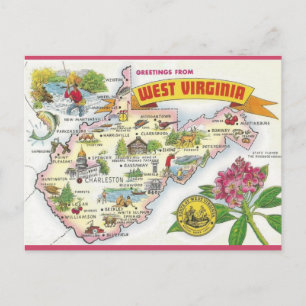 Postal Saludos antiguos de Virginia Occidental