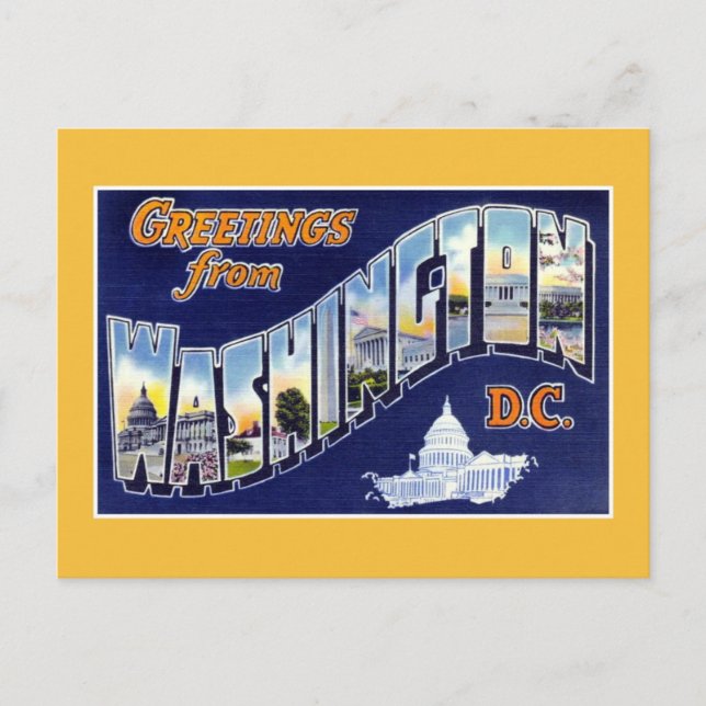 Postal Saludos antiguos de Washington DC (Anverso)
