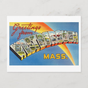 Postal Saludos antiguos de Westborough, Massachusetts