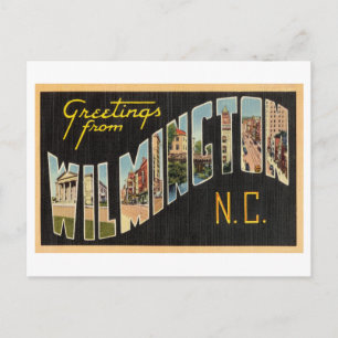 Postal Saludos antiguos de Wilmington, Carolina del Norte