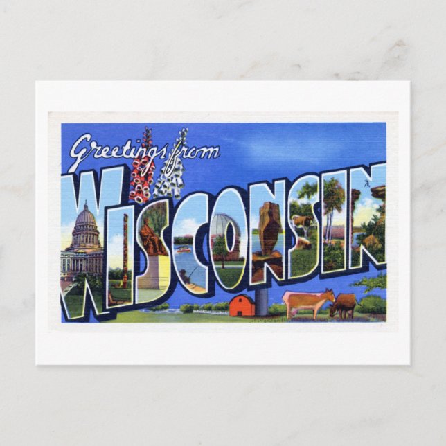 Postal Saludos antiguos de Wisconsin (Anverso)