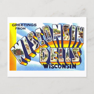 Postal Saludos antiguos de Wisconsin Dells