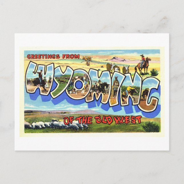 Postal Saludos antiguos de Wyoming (Anverso)
