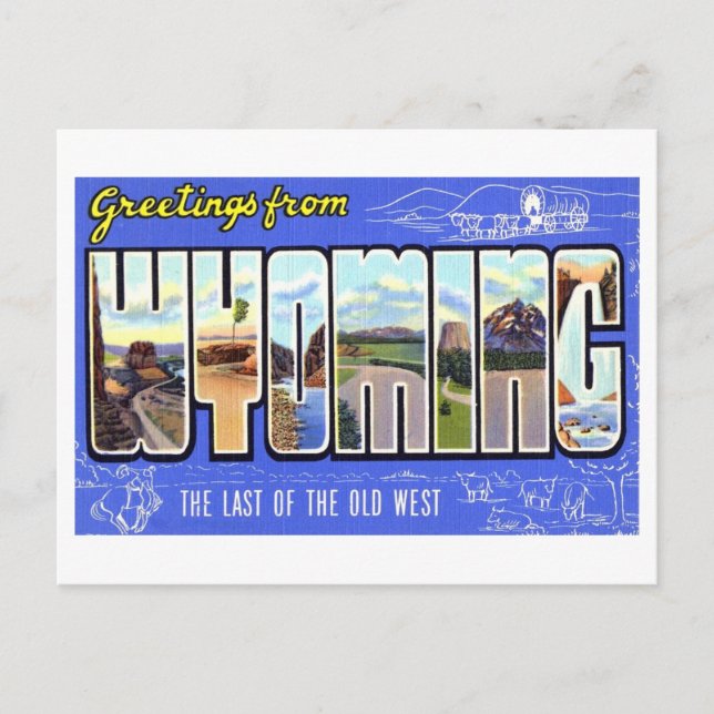 Postal Saludos antiguos de Wyoming (Anverso)