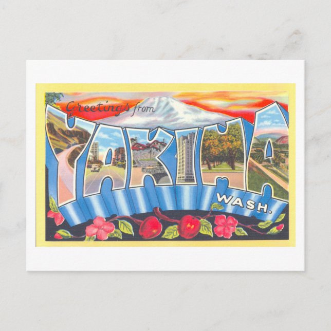 Postal Saludos antiguos de Yakima, Washington (Anverso)