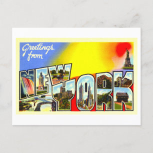 Postal Saludos antiguos del estado de Nueva York