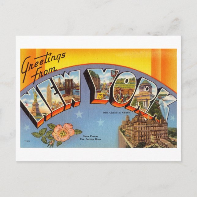 Postal Saludos antiguos del estado de Nueva York (Anverso)