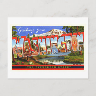 Postal Saludos antiguos del estado de Washington