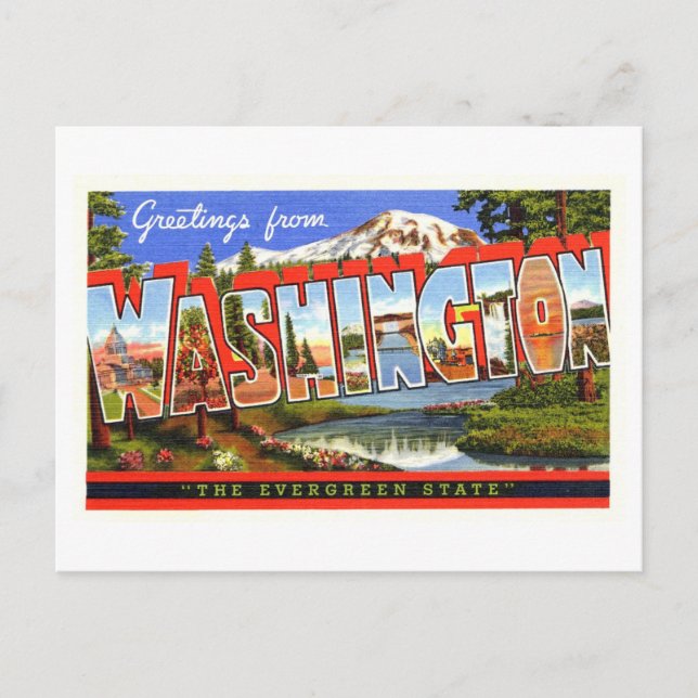 Postal Saludos antiguos del estado de Washington (Anverso)