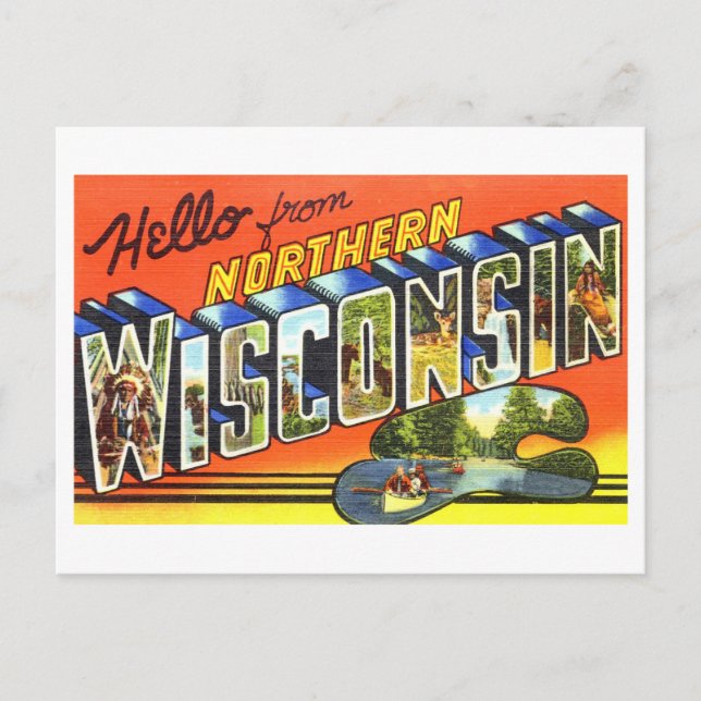 Postal Saludos antiguos del norte de Wisconsin (Anverso)
