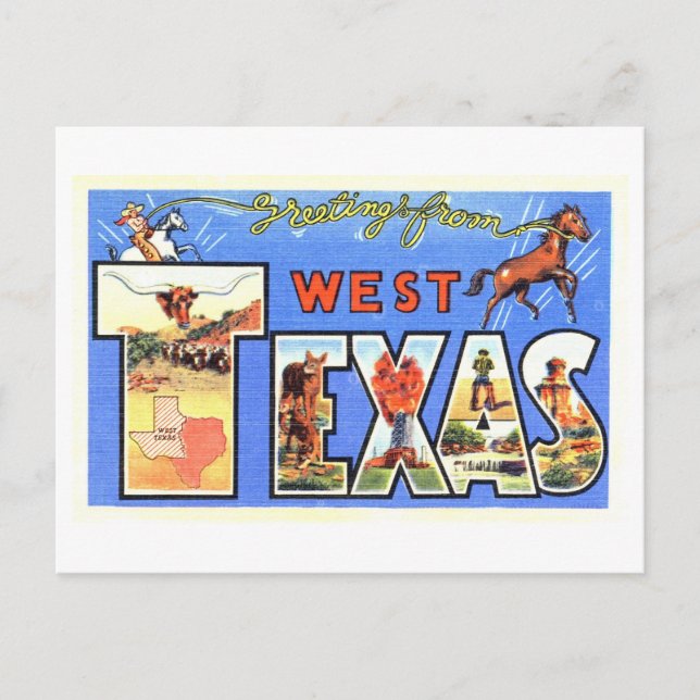Postal Saludos antiguos del oeste de Texas (Anverso)