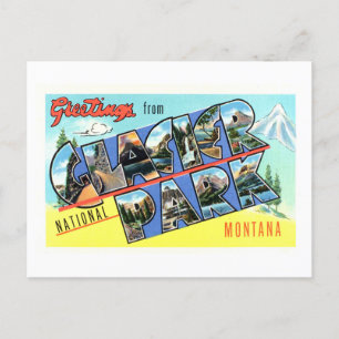 Postal Saludos antiguos del Parque Nacional Glacier