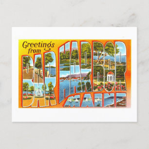 Postal Saludos antiguos desde Bar Harbour, Maine,