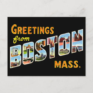Postal Saludos antiguos desde Boston Travel