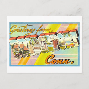 Postal Saludos antiguos desde Bridgeport, Connecticut