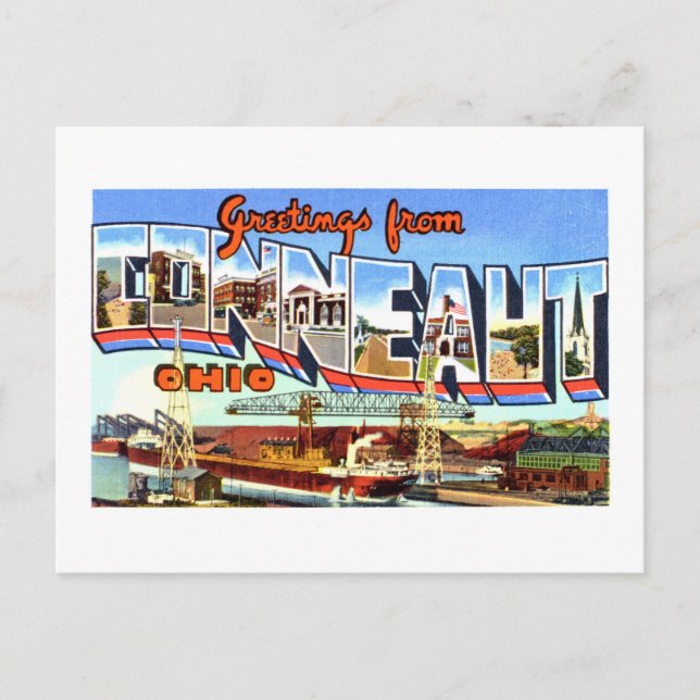 Postal Saludos Antiguos desde Conneaut, Ohio, (Anverso)