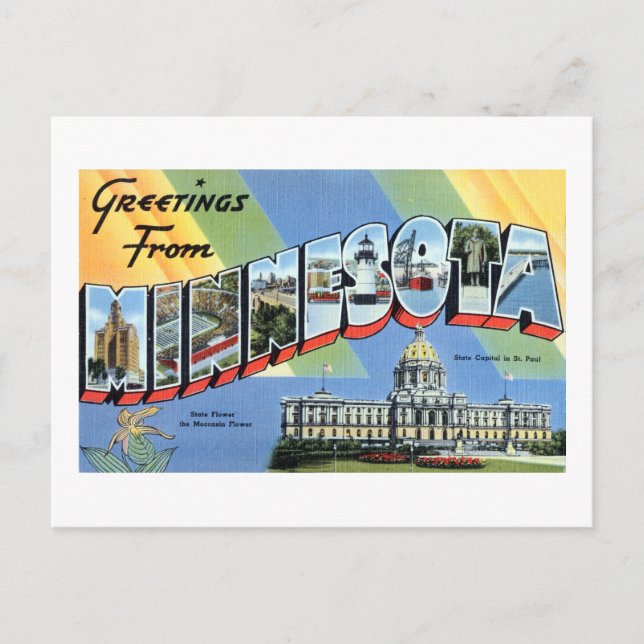 Postal Saludos antiguos desde el afiche de viaje de Minne (Anverso)