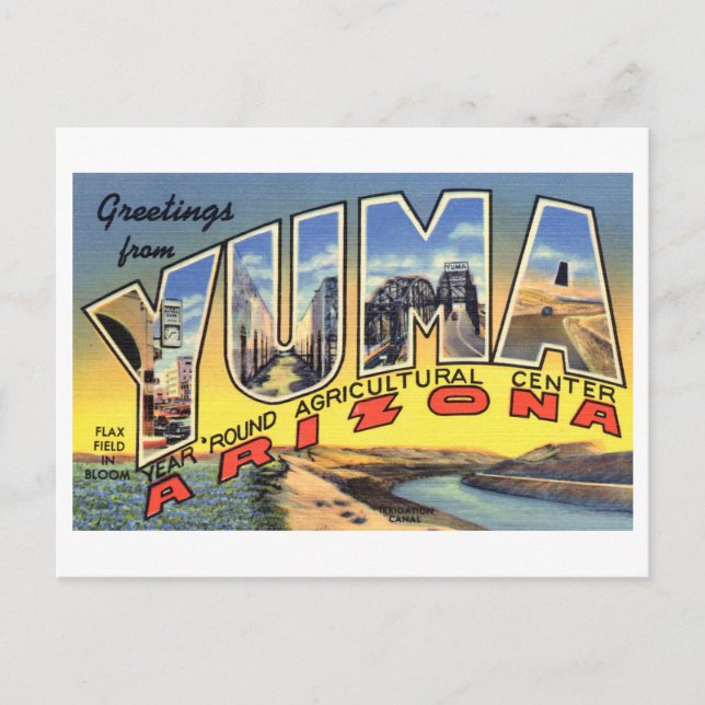 Postal Saludos antiguos desde Yuma, Arizona (Anverso)