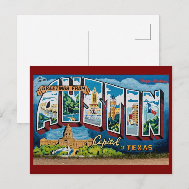 Postal Saludos, Austin, Texas (Anverso / Reverso)
