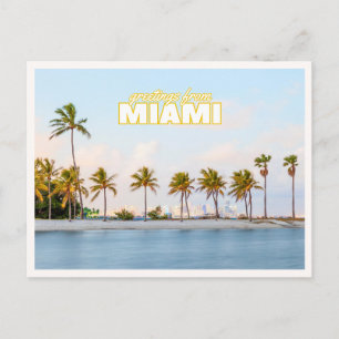Postal Saludos con foto retro de palmera en Miami Florida