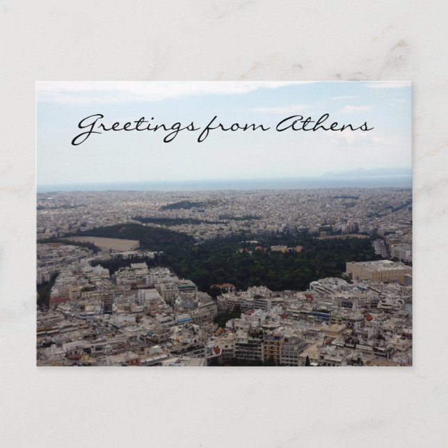 Postal saludos de athens vista (Anverso)