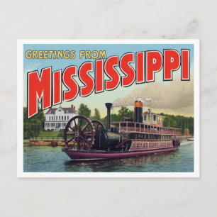 Postal Saludos de Barco de Vapor del Río Mississippi
