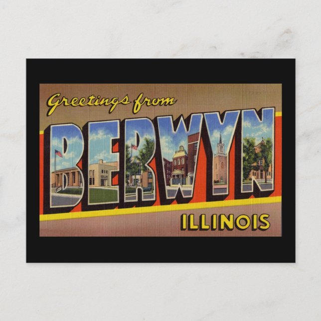 Postal Saludos de Berwyn Illinois (Anverso)