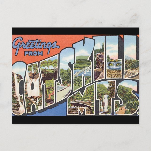 Postal Saludos de Catskill Mts._Vintage Travel Poster (Anverso)