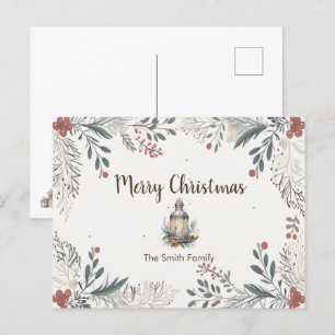 Postal Saludos de color de agua de los navidades