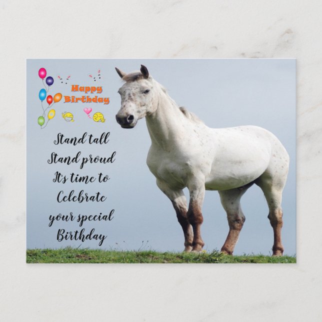 Postal Saludos de cumpleaños de caballo (Anverso)