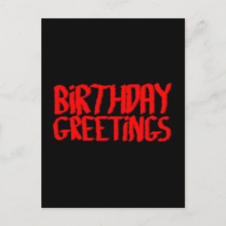 Postal Saludos de cumpleaños. Rojo y Negro.